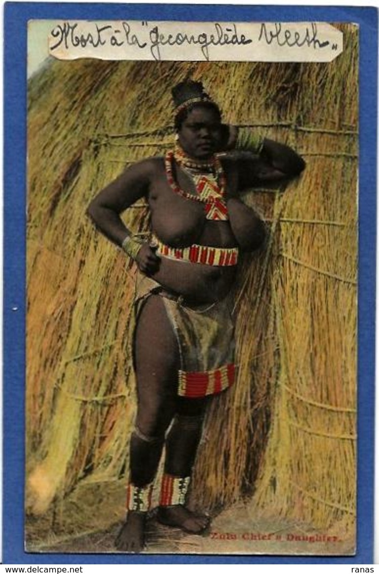 CPA Nu Féminin Afrique Du Sud Ethnic Femme Nue ZULU écrite - Afrique Du Sud