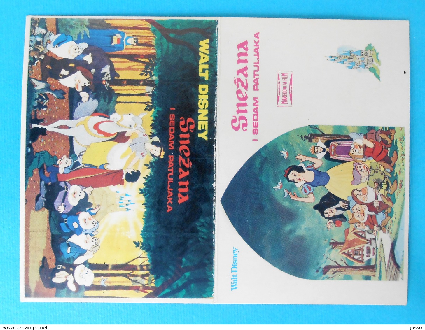 SNOW WHITE AND THE SEVEN DWARFS .... Yugoslavian Vintage Small School Timetable * Walt Disney - Europe