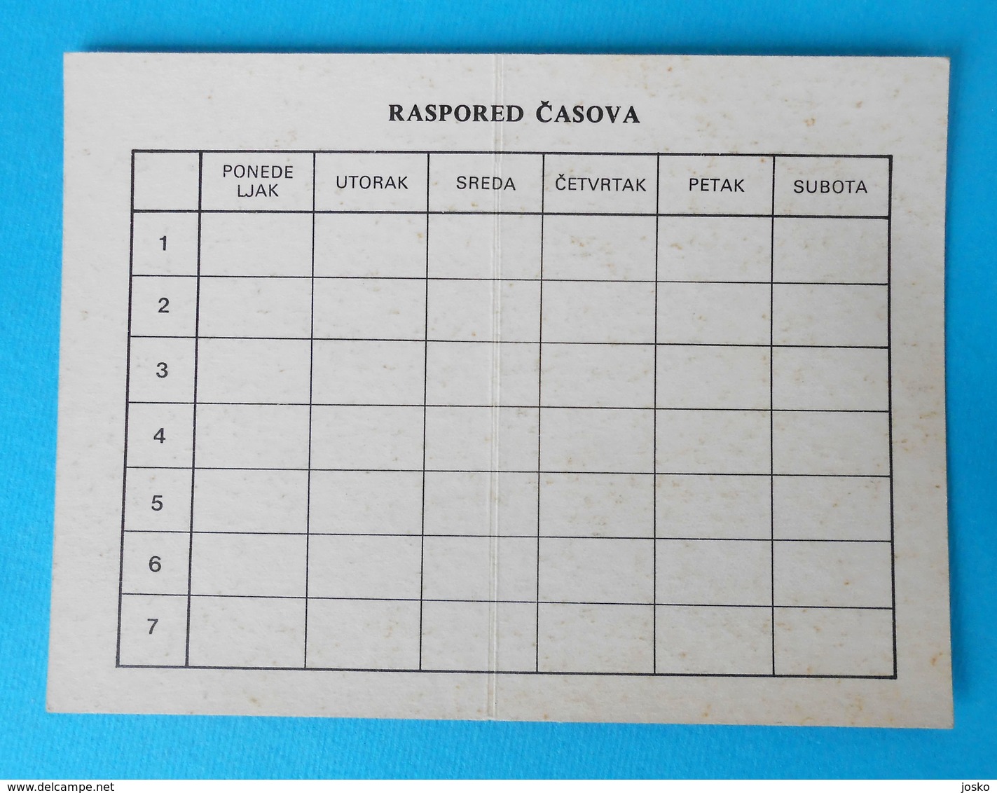 SNOW WHITE AND THE SEVEN DWARFS .... Yugoslavian Vintage Small School Timetable * Walt Disney - Europe