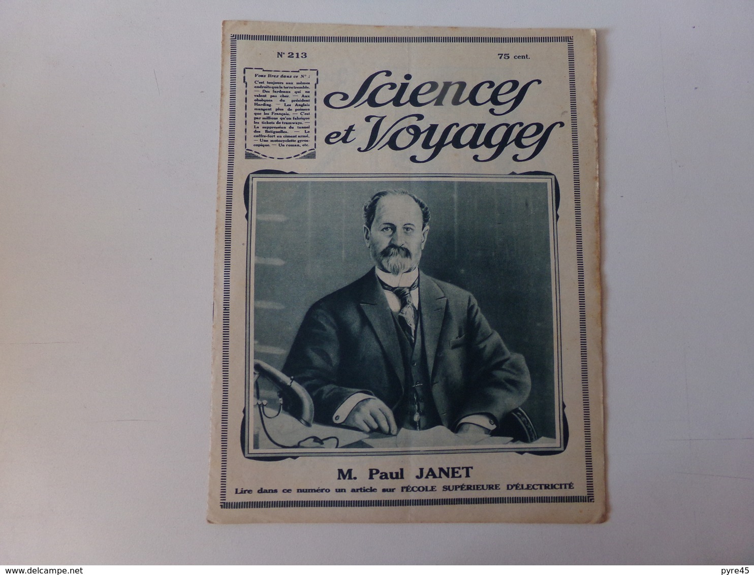 Revue " Sciences Et Voyages " N° 213, Septembre 1923, " Monsieur Paul Janet " - 1900 - 1949