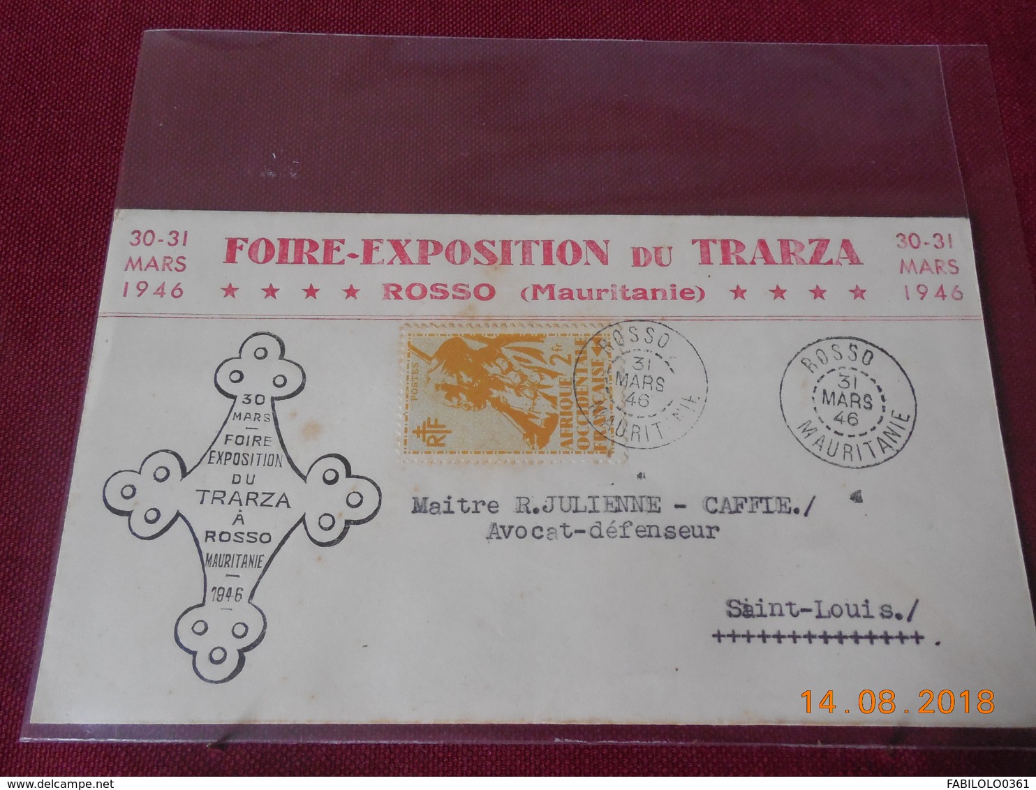 Lettre De Mauritanie ( Foire Exposition) De 1946 - Briefe U. Dokumente