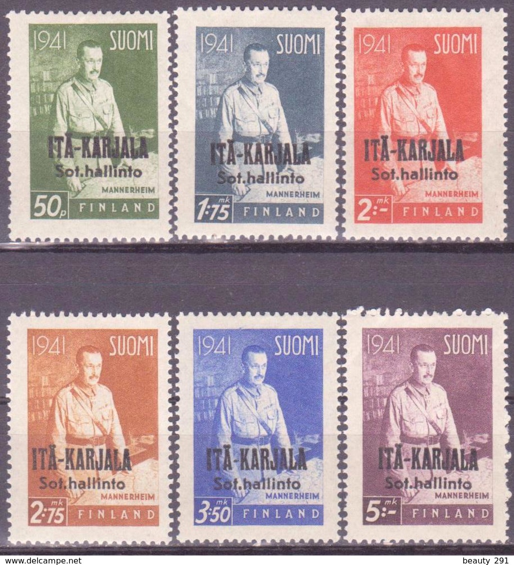 FINLAND EAST KARELIA - ITA KARJALA 1942 - Mi 22-27 - MVLH* VF - Local Post Stamps