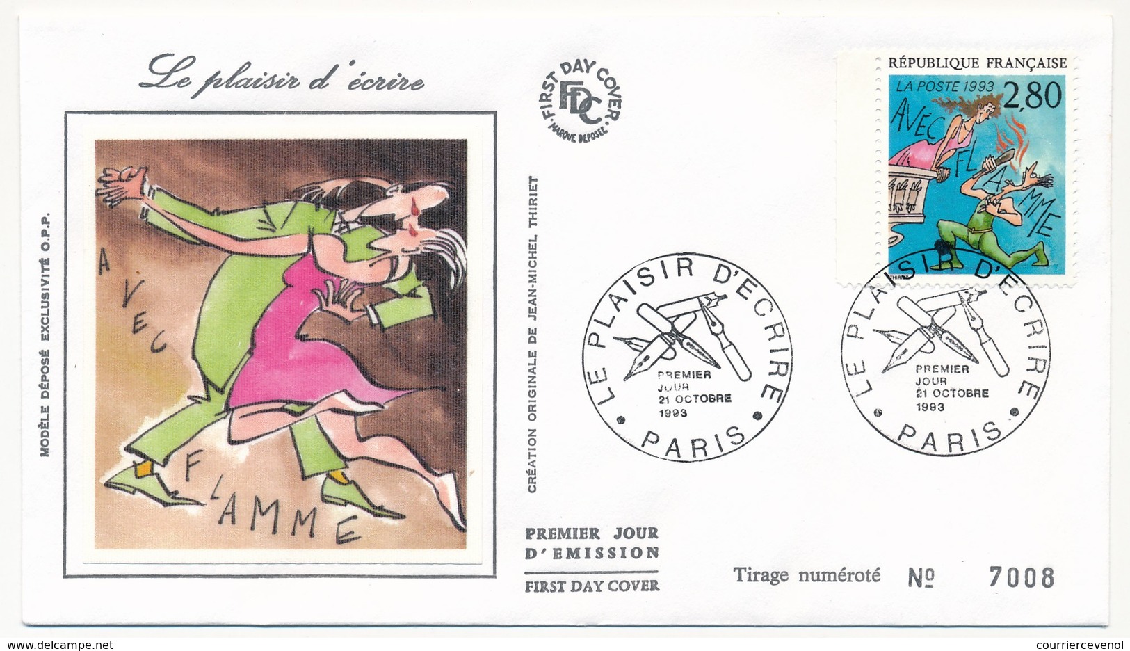 FRANCE => 12 Enveloppes FDC Soie - "Le Plaisir D'écrire" - Série Complète état SUP - 1990-1999