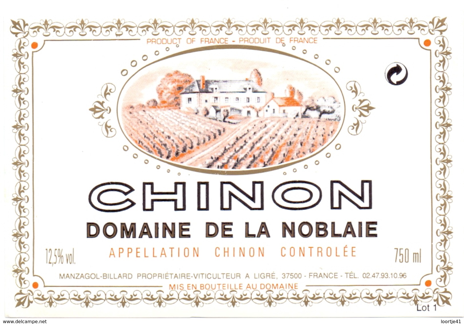 Etiket Etiquette - Vin - Wijn - Chinon - Domaine De La Noblaie - Rouges