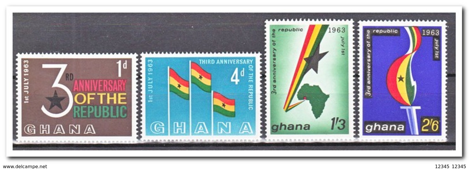 Ghana 1963, Postfris MNH, 3 Years Republic - Ghana (1957-...)