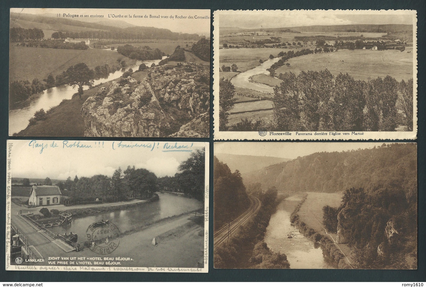 Lot  De 4 Cartes Post. Envoyées à Richard Heintz, Peintre Né à Herstal. Palogne, Sy, Florenville, Lanklaer. 2 Scans - Ferrieres