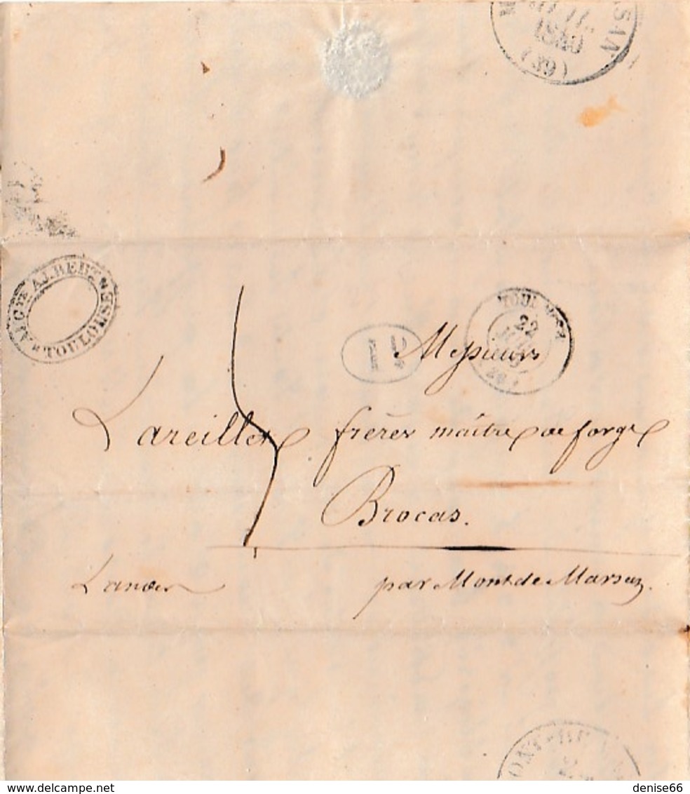 1840 - Lettre à MM. LAREILLET Frères, Maîtres De Forges à BROCAS (40) De Toulouse - Documents Historiques