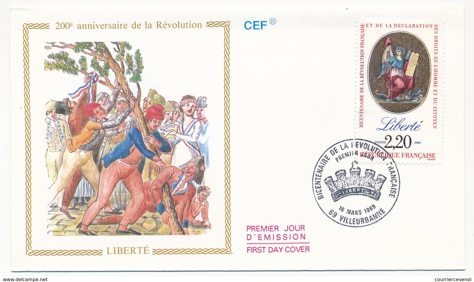 FRANCE - 3 Enveloppes FDC - Bicentenaire De La Révolution - Liberté, Egalité, Fraternité - 1989 - 1980-1989