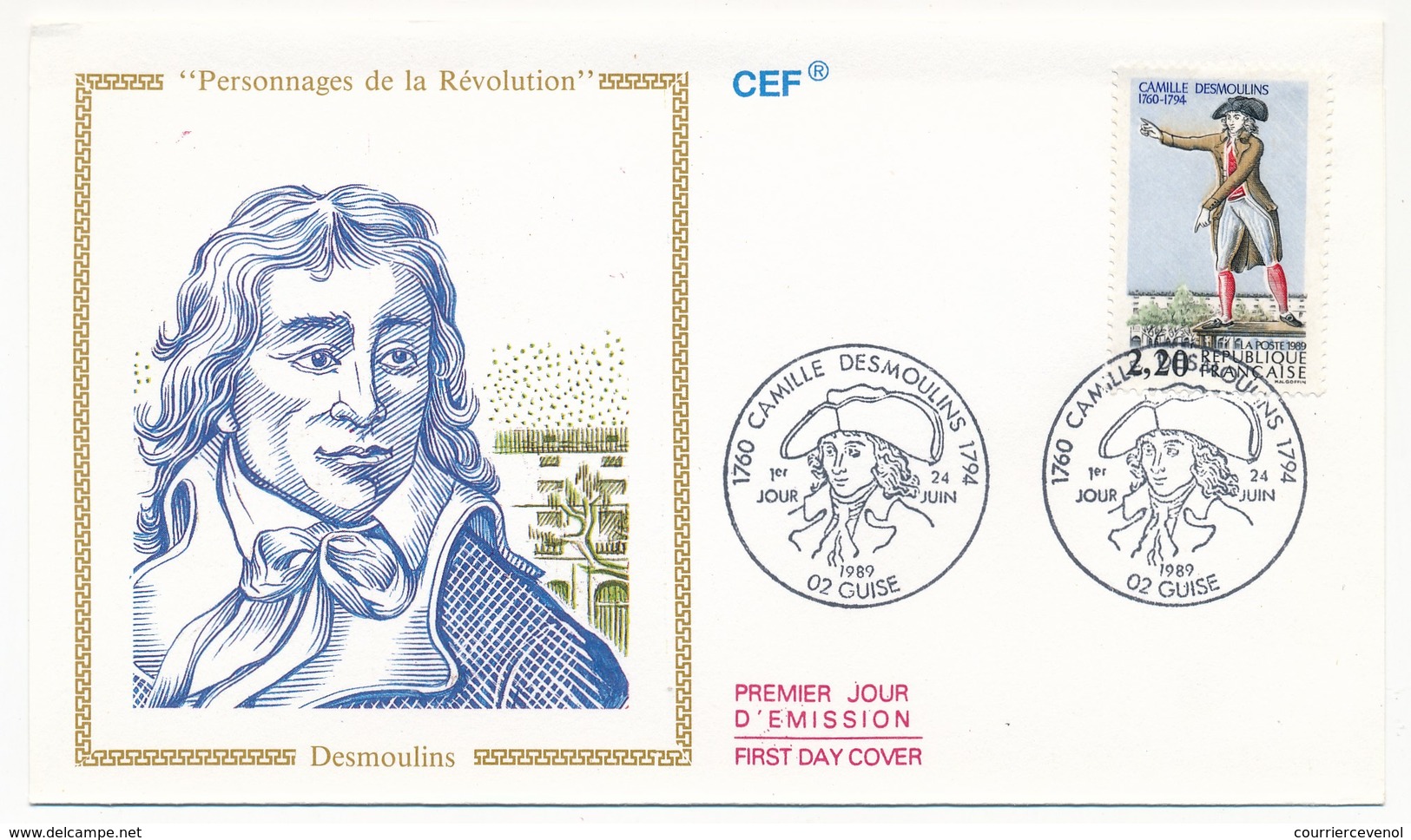 FRANCE - 4 Enveloppes FDC - Personnages De La Révolution - Camille Desmoulins, Condorcet, Mme Roland, Kellermann - 1980-1989