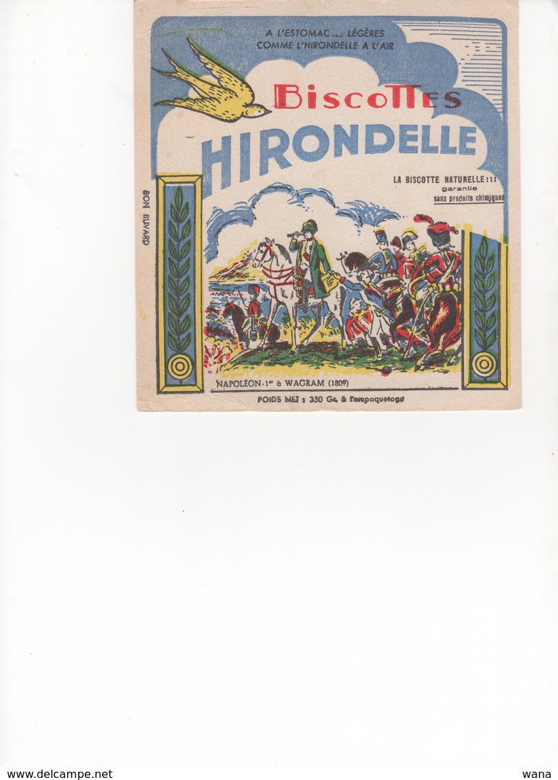 Buvard Biscottes HIRONDELLE Napoléon 1er à WAGRAM 1809 - Zwieback