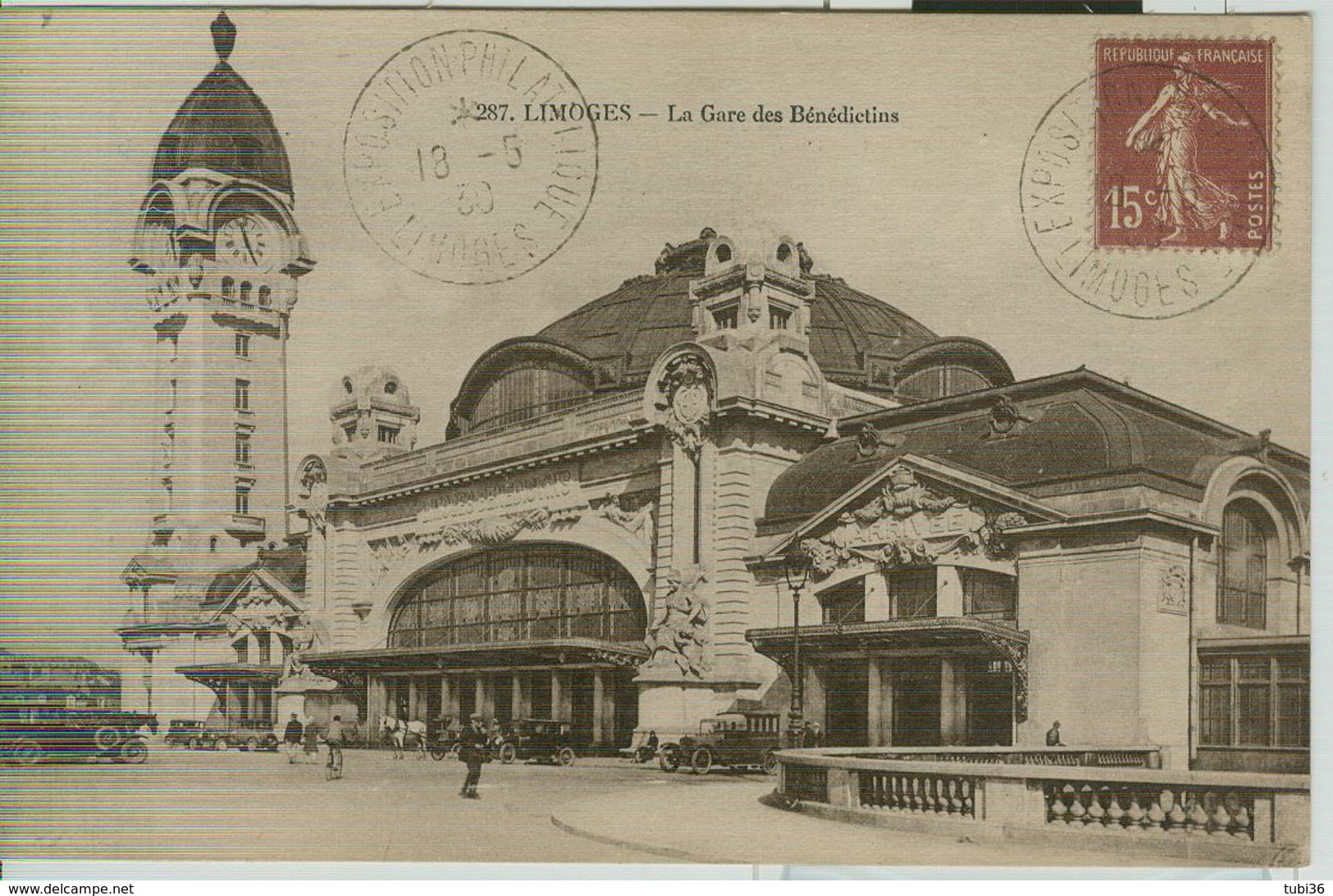 LIMOGES - EXP. PHILATELIQUE - 193O - TIMBRE SPECIAL - LIMOGES LA GARE DES BENEDICTINS-ANIMATED - - Storia Postale