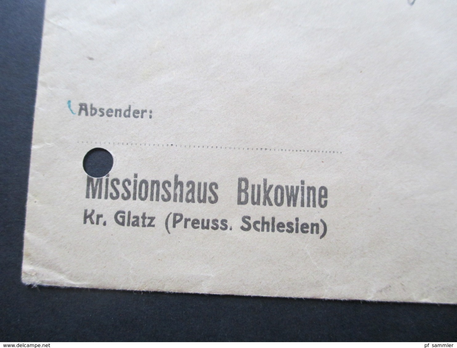 DR 1930 Umschlag Des Missionshaus Bukowine Kreis Glatz (Preuss. Schlesien) Stempel K1 Tscherneney Kr. Glatz - Briefe U. Dokumente