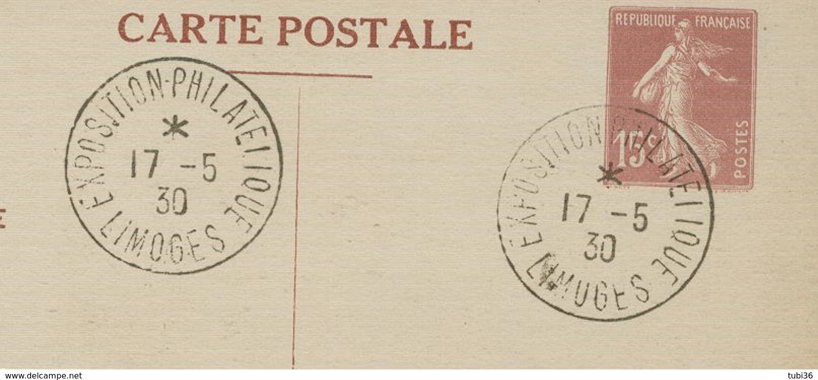 LIMOGES - EXP. PHILATELIQUE - 193O - CACHET SPÉCIAL -LIMOGES LE JIARDIN DE LA POSTE-ANIMÉ - - Storia Postale