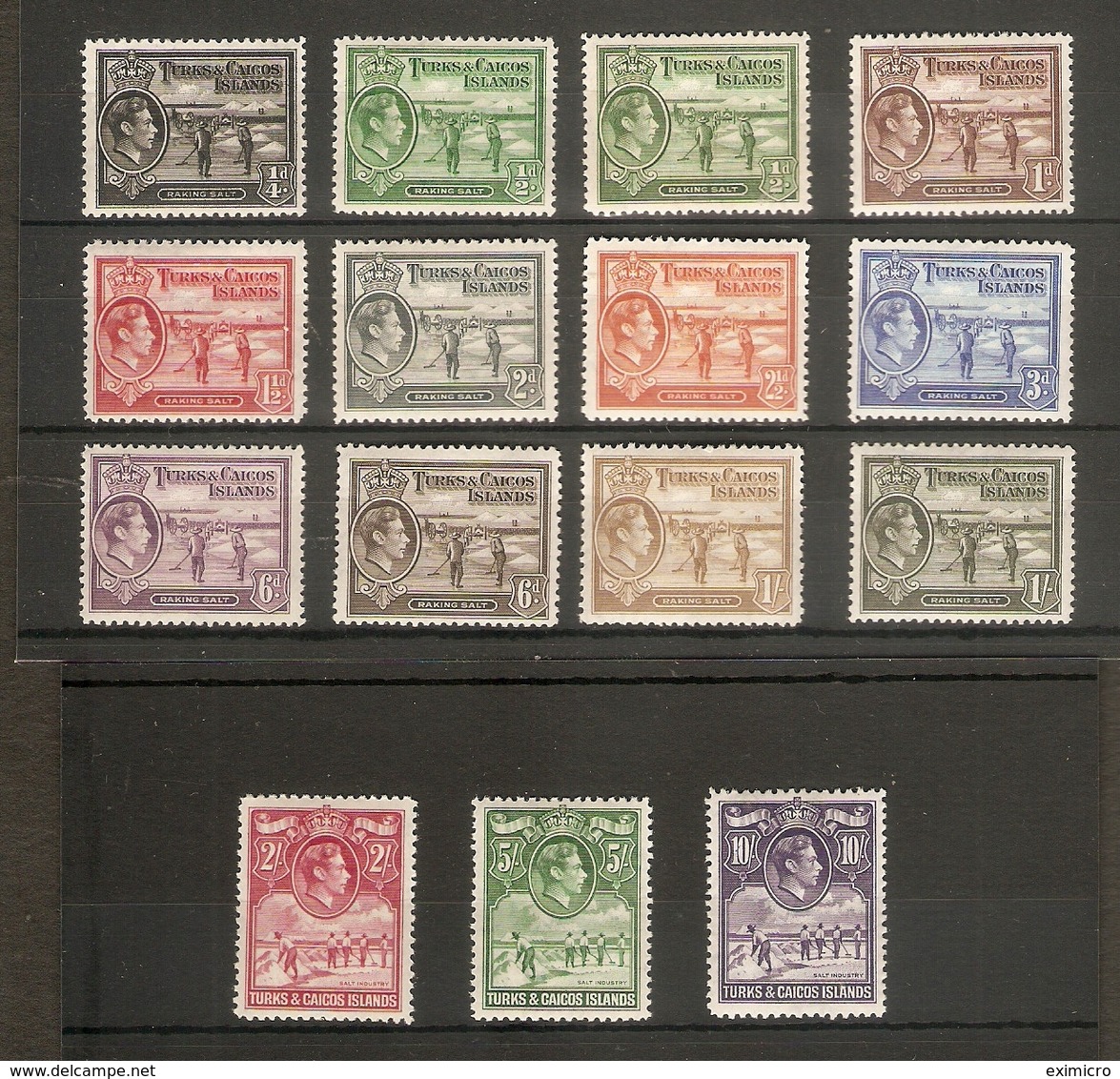 TURKS AND CAICOS ISLANDS 1938 - 1945 SET OF 15 STAMPS SG 194/205 LIGHTLY MOUNTED MINT Cat £138+ - Turks And Caicos