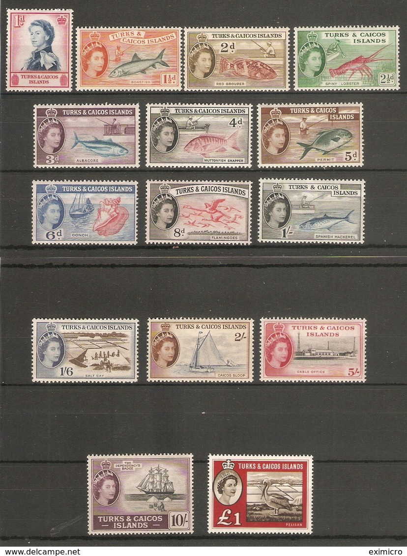 TURKS AND CAICOS ISLANDS 1957 - 1960 SET SG 237/250 + SG 253 (VERY) LIGHTLY MOUNTED MINT Cat £120 - Turks And Caicos