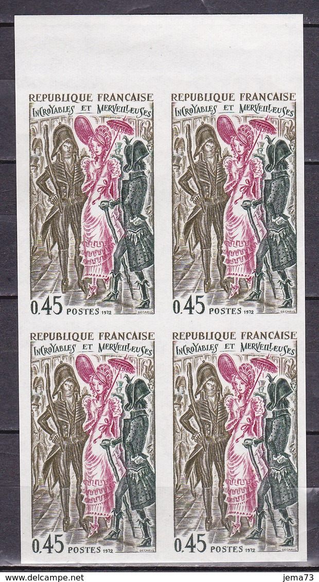 N° 1729  Histoire E France " Incroyalbles Et Merveilleuses" Bloc De 4 Timbres Neuf Impeccable Non Dentelée. - 1971-1980