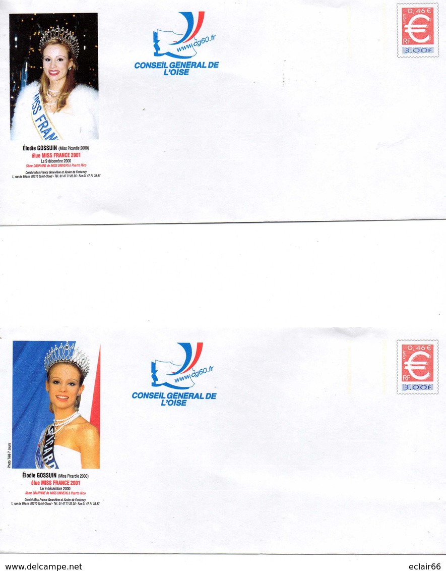 Enveloppes: PAP Euro - . Série De 4 "Elodie Gossuin, Miss France 2001"état Impeccable . Neuf - Prêts-à-poster:  Autres (1995-...)