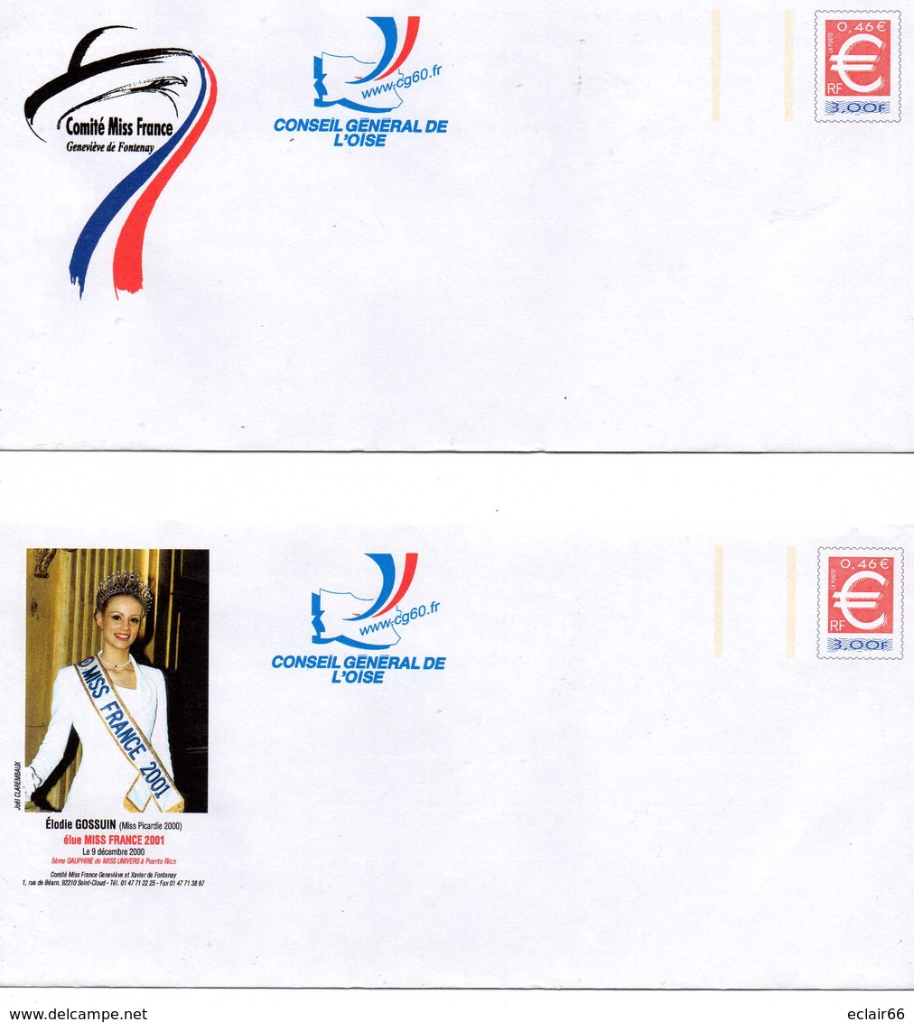 Enveloppes: PAP Euro - . Série De 4 "Elodie Gossuin, Miss France 2001"état Impeccable . Neuf - Prêts-à-poster:  Autres (1995-...)