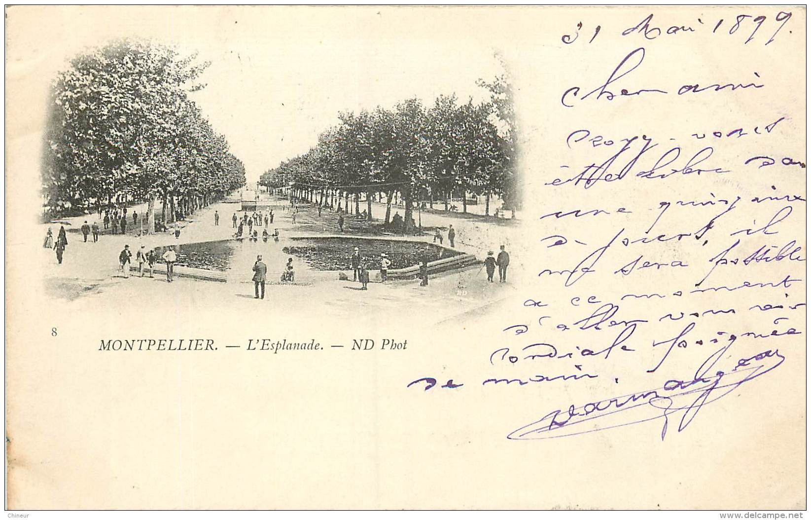 CARTE PRECURSEUR TIMBREE TYPE SAGE 1899 MONTPELLIER L'ESPLANADE - Montpellier