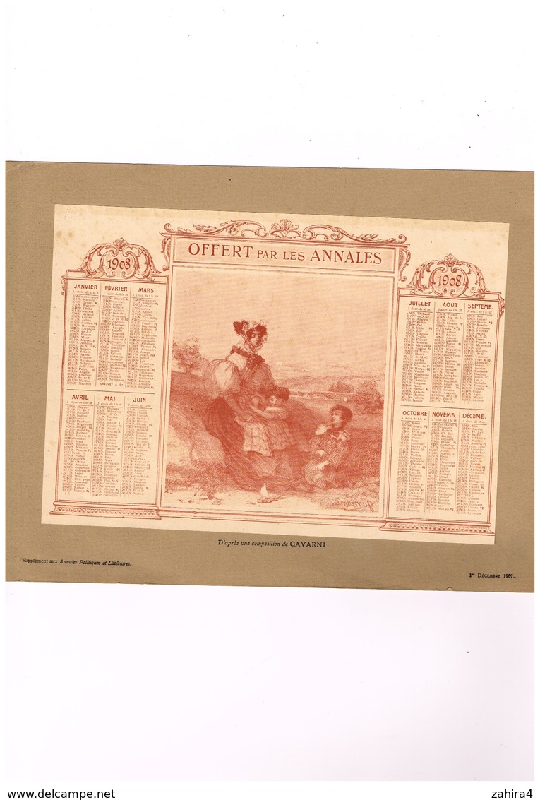 Offert Par Les Annales - Feuille Simple Collée Sur Carton Souple - D'après Une Composition De Gavarni - 1908 - Grossformat : 1901-20