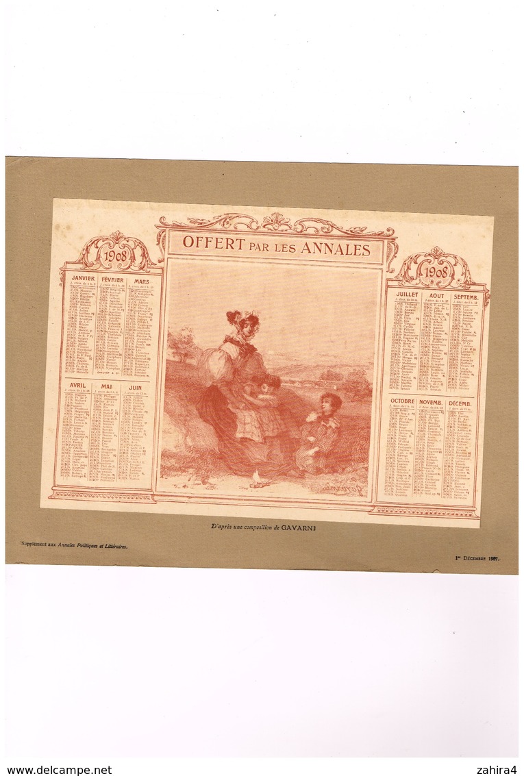 Offert Par Les Annales - Feuille Simple Collée Sur Carton Souple - D'après Une Composition De Gavarni - 1908 - Grand Format : 1901-20