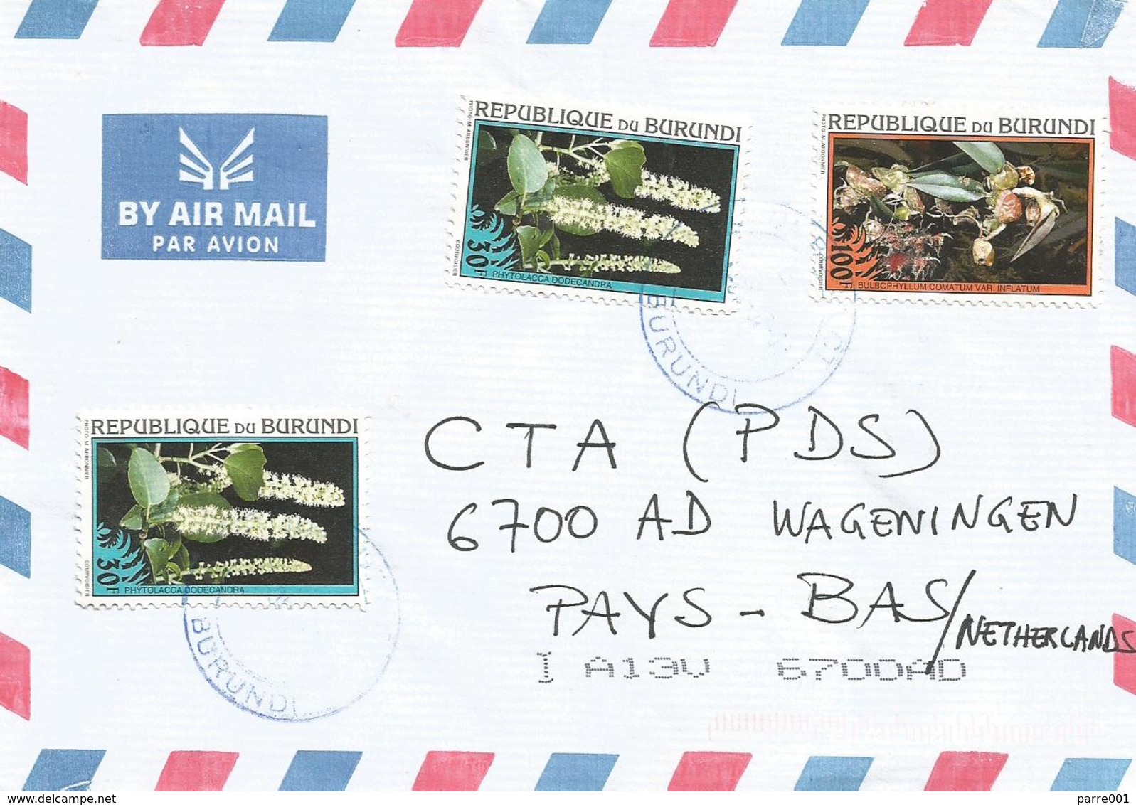 Burundi 2007 Bujumbura 30f Phytolacca Dodecandra 100f Bulbophyllum Comatum Orchid Cover - Used Stamps