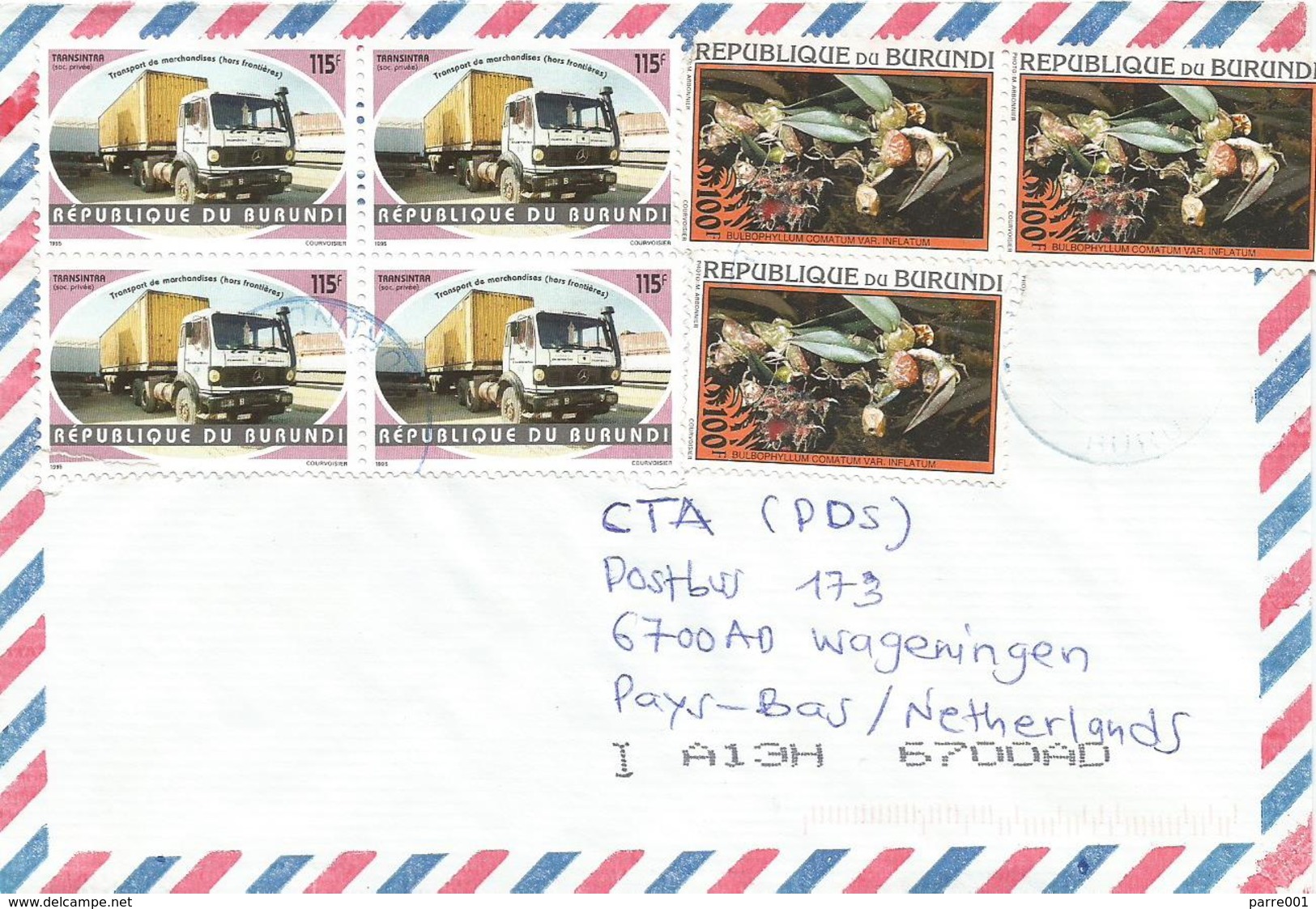 Burundi 2004 Bujumbura 115f Mercedes Truck 100f Bulbophyllum Comatum Orchid Cover - Used Stamps