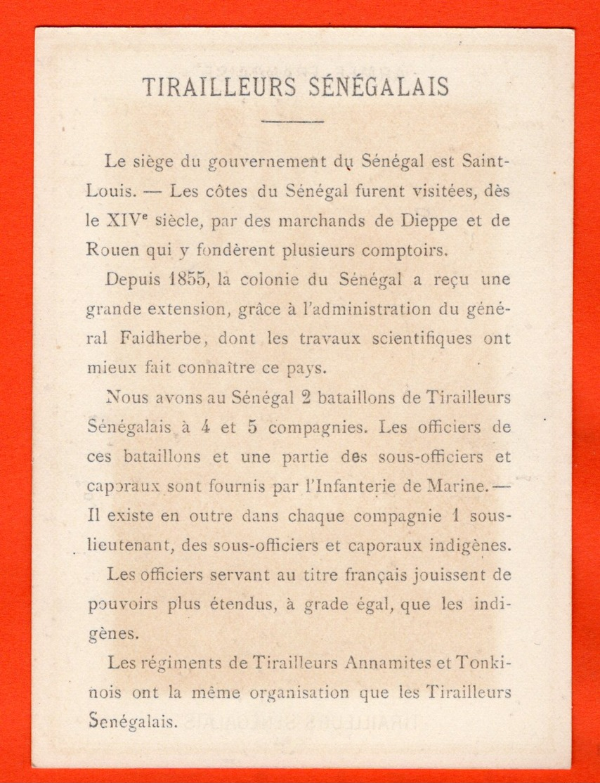 CHROMO - MILITARIA - ARMÉE FRANÇAISE H.&Cie - (9 X 12 Cm) - TIRAILLEURS SÉNÉGALAIS - Otros & Sin Clasificación