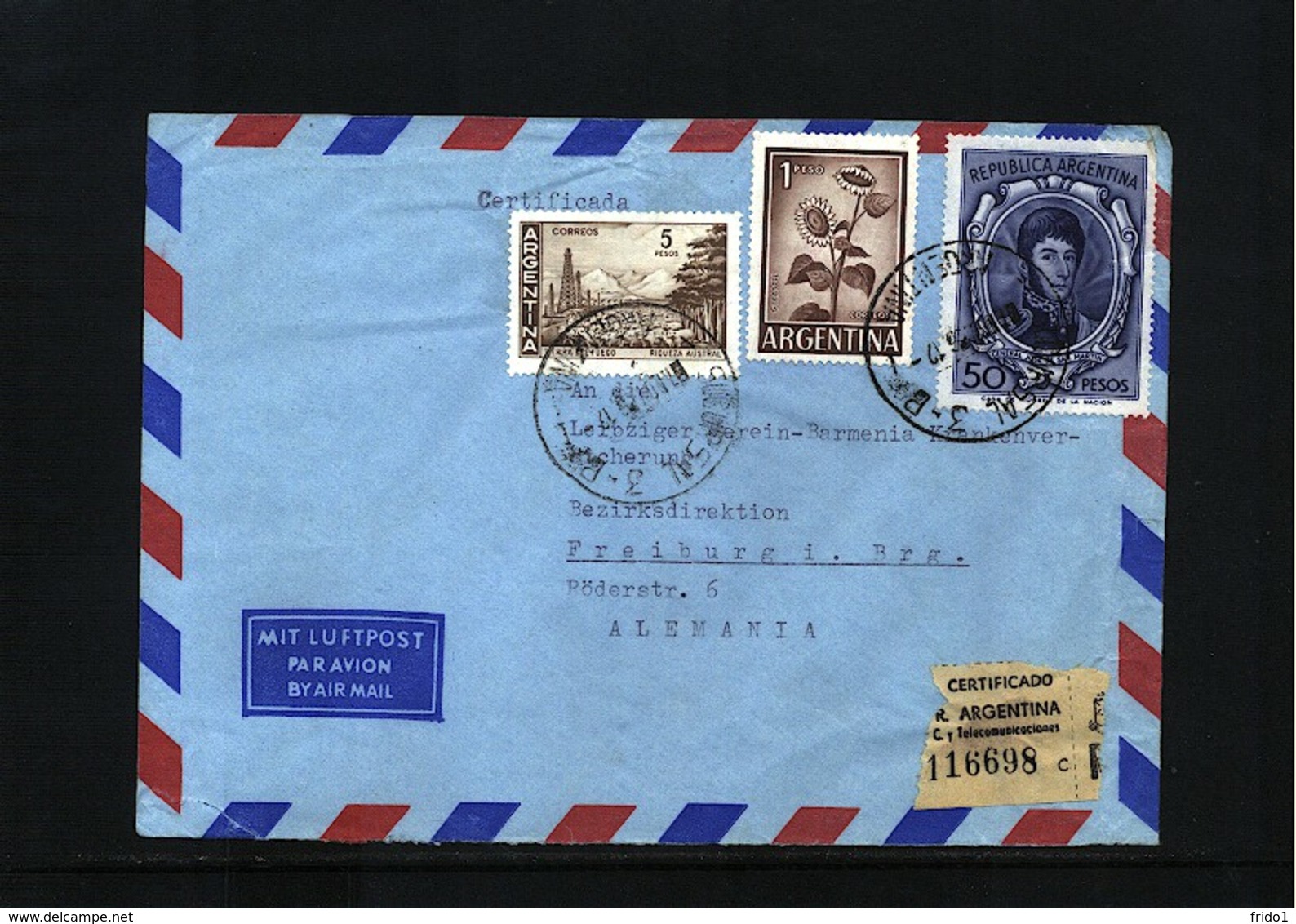 Argentina Interesting Airmail Registered Letter - Briefe U. Dokumente