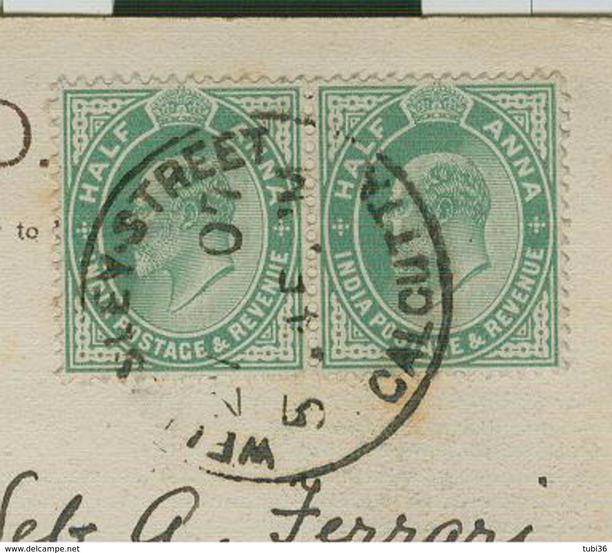 CALCUTTA - CHOWRINGHEE  ROAD - WHITE / BLACK POSTCARD, TRAVELED 1901, FOR ITALY, SIENA, TONDORIQUADRATO STAMP, ANIMATED, - India