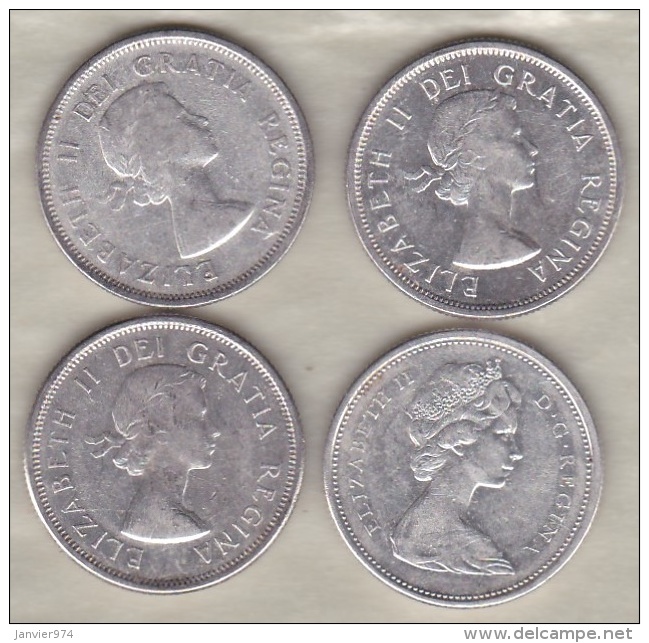 Canada 4 Pièces De 25 Cents En Argent, Elizabeth II - Canada