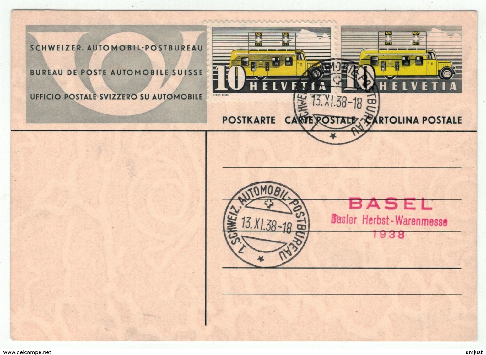 Suisse // Schweiz // Switzerland // Entiers Postaux  // Entier Postal , Bureau Poste Automobile, Basler Herbst-Warenmess - Stamped Stationery