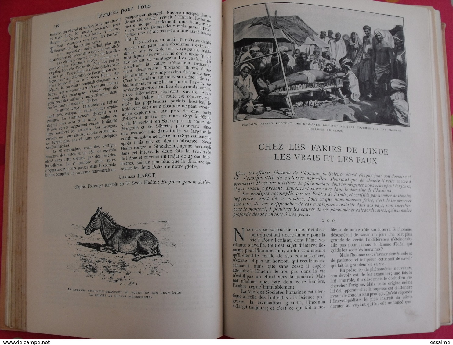 Lectures pour tous 1898-1899. Hachette reliure éditeur.  thibet torture panhard nézière japon shah perse chine tatouage