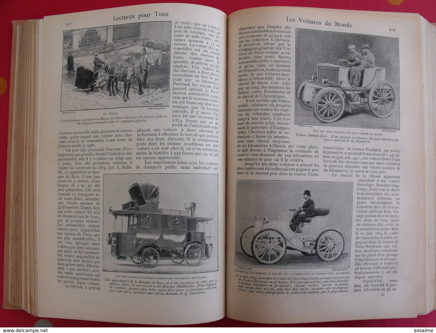 Lectures pour tous 1898-1899. Hachette reliure éditeur.  thibet torture panhard nézière japon shah perse chine tatouage