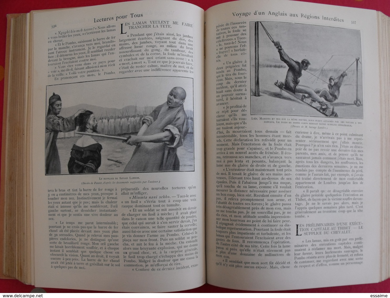 Lectures pour tous 1898-1899. Hachette reliure éditeur.  thibet torture panhard nézière japon shah perse chine tatouage