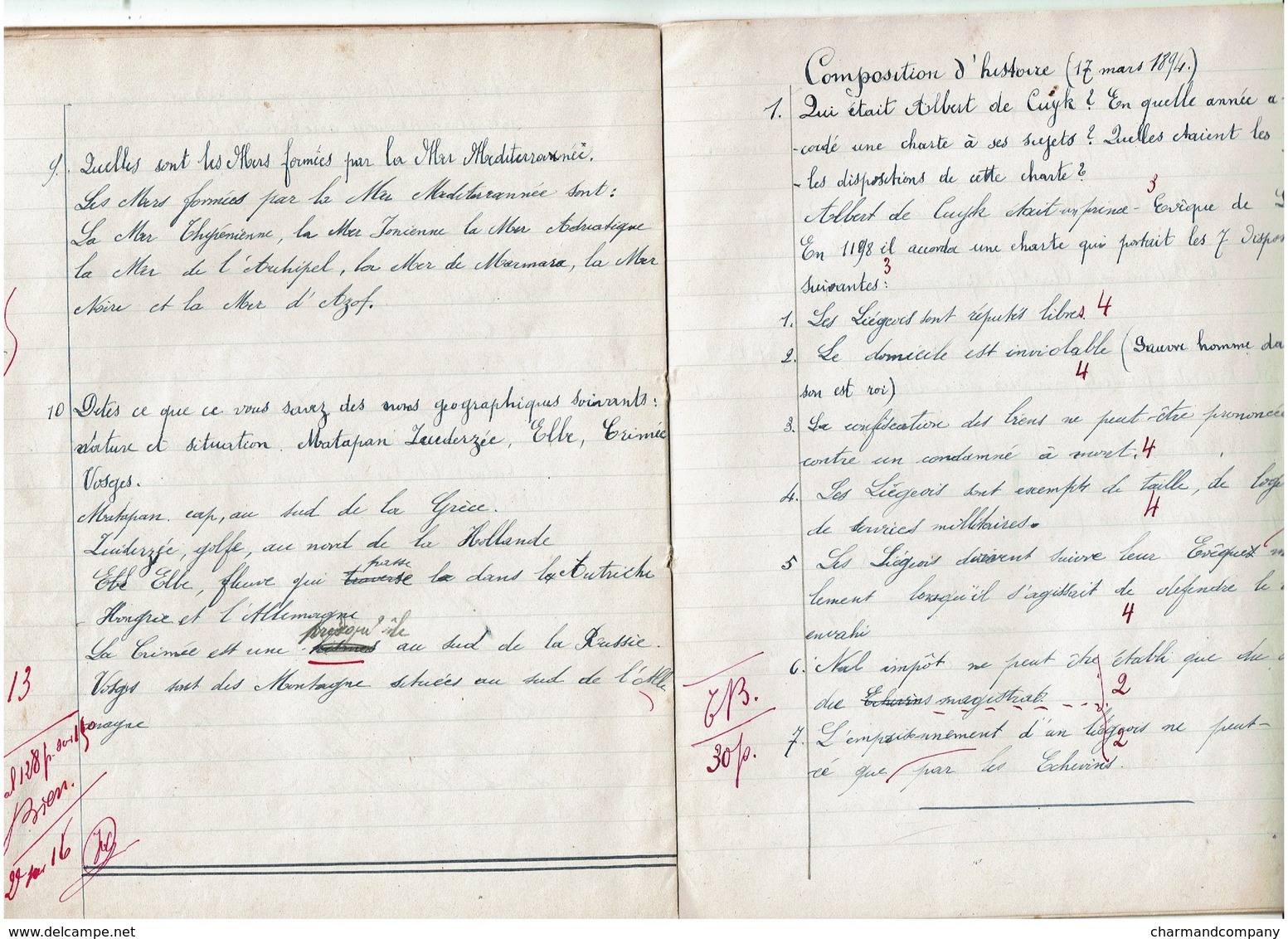 Ecole D'Autrefois - Cahier De Composotions - 1893-1894 - 3 Scans - Autres & Non Classés