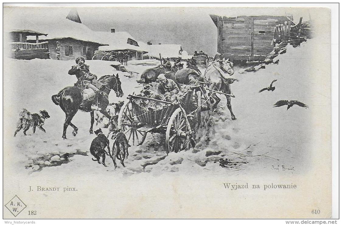 AK 0007  J. Brandt Pinx. - Wyjazd Na Polowanie Ca. Um 1910 - Europa