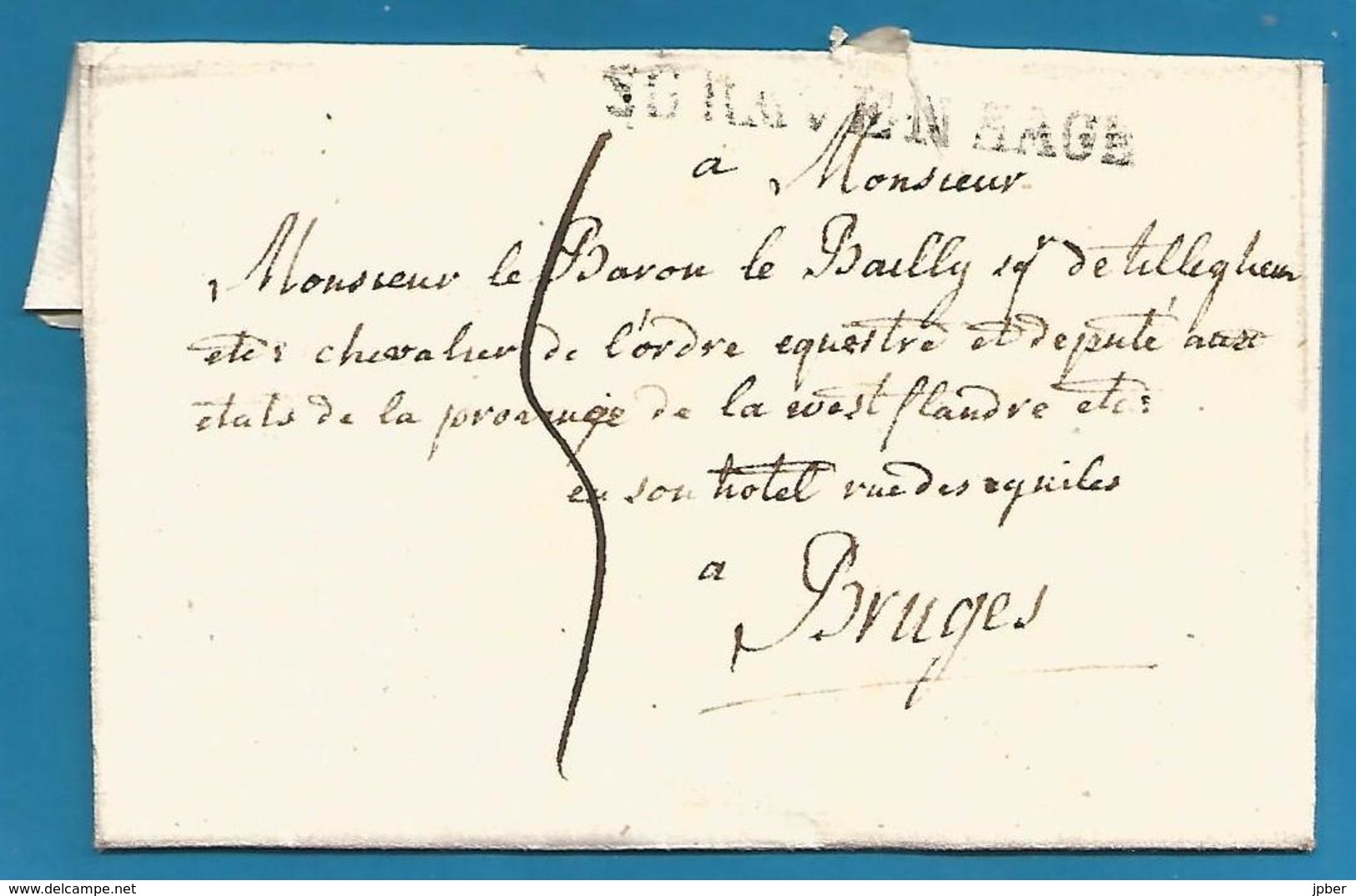 (D047) LAC De S'Gravenhage (SGRAVENHAGE En Noir)  Vers BRUGES Du 4/7/1816 - ...-1852 Prephilately