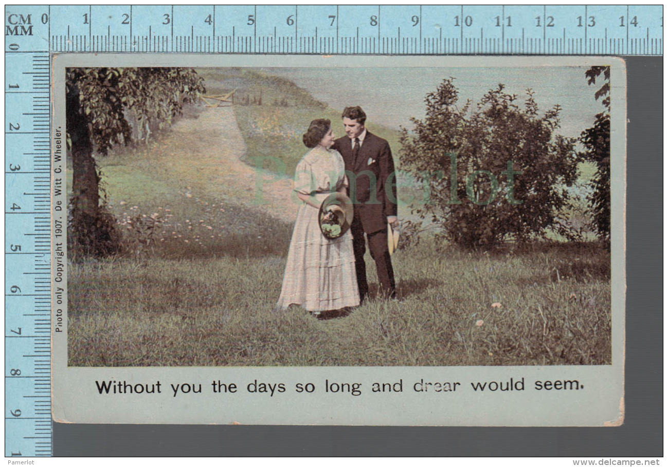 Couple  - Theodor Eismann Leipzig , Illustrated Song # 1817/2, Without You The Day So Long.....CPA - Couples