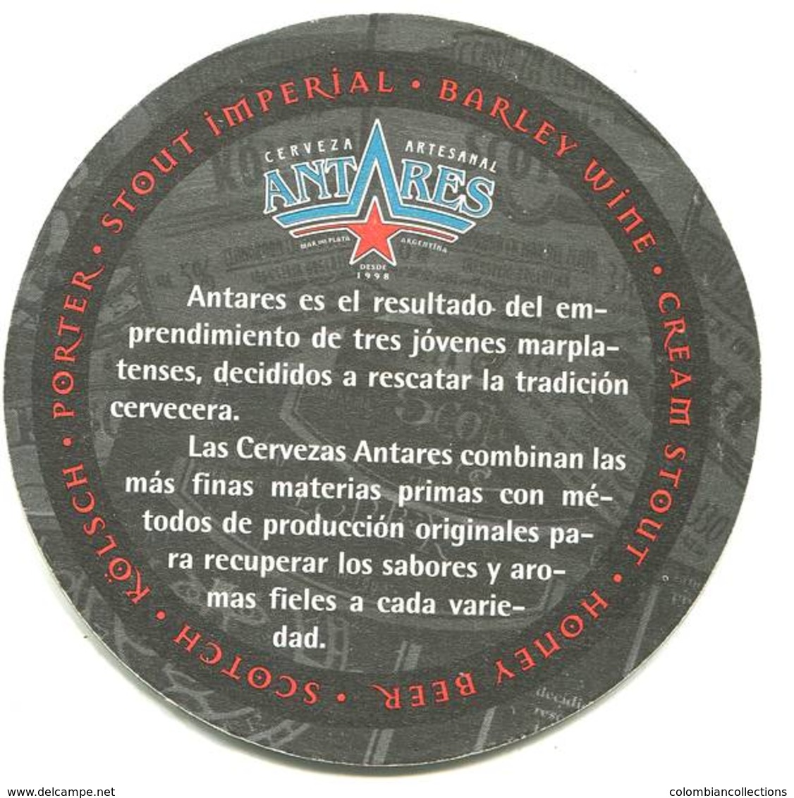 Lote A30, Argentina, Posavaso, Coaster, Antares, 3 Vasos - Beer Mats