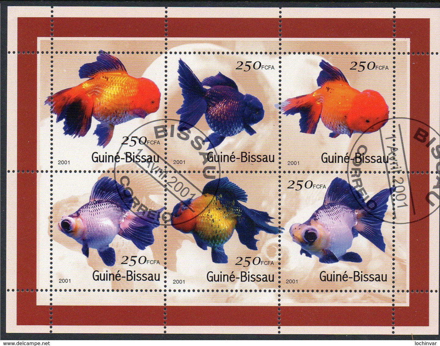 GUINEA-BISSAU, 2001 FISH MINISHEET CTO - Guinea-Bissau