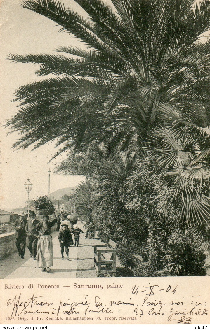 - Riviera Di Pomente - SANREMO , Palme - Scan Verso - - San Remo