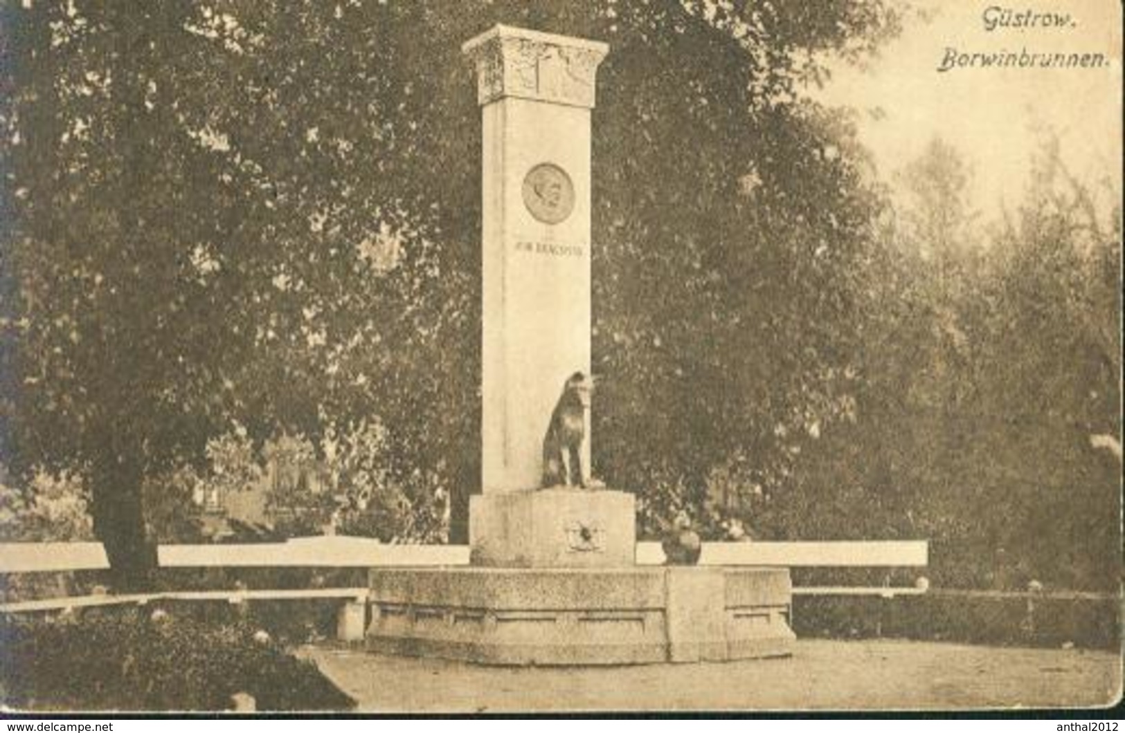 Rarität AK Güstrow Borwinbrunnen 11.1.1927 Nach Flensburg Sw - Guestrow