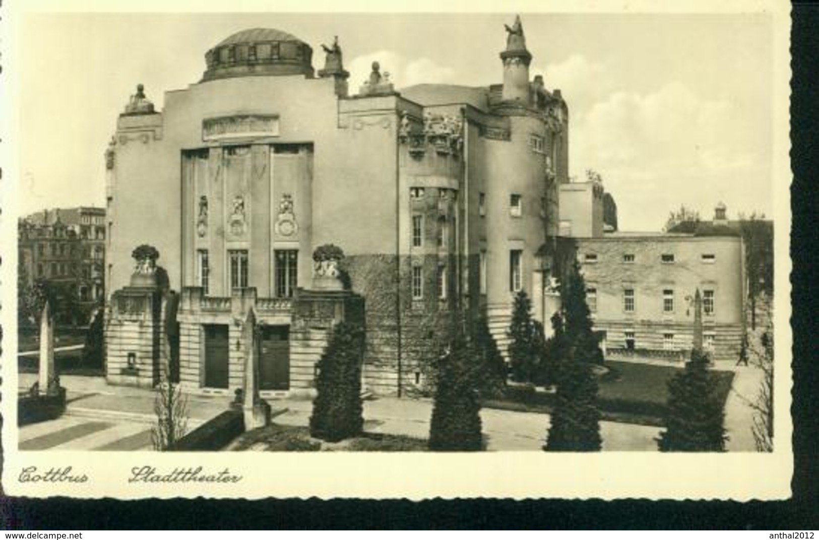 Rarität AK Cottbus Stadttheater Mit Seitenbau Gezackt Um 1930 - Cottbus