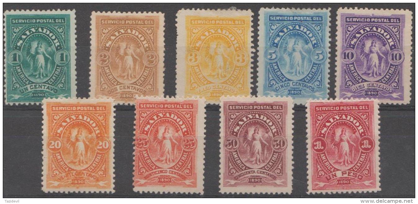 EL SALVADOR - 1890 Set Of Nine. Scott 38-46. Mint - El Salvador