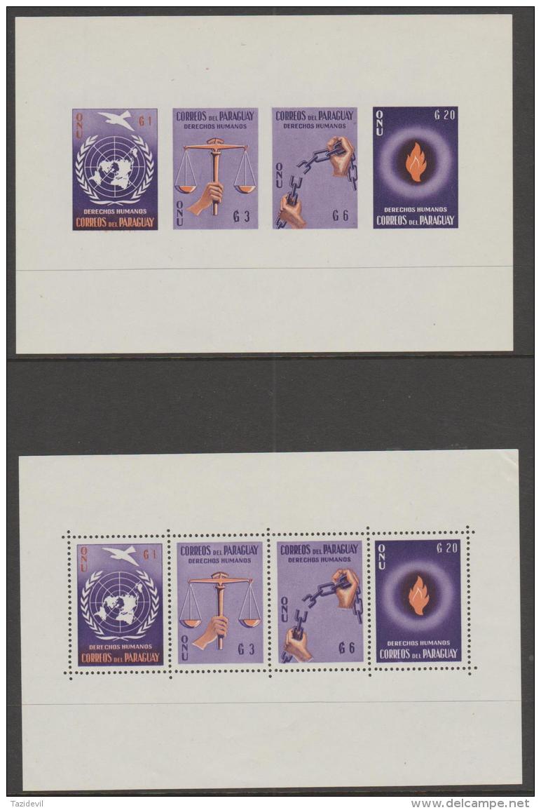 PARAGUAY - 1960 UN Set Of Two Souvenir Sheets, Perf And Imperf. MNH ** - Paraguay