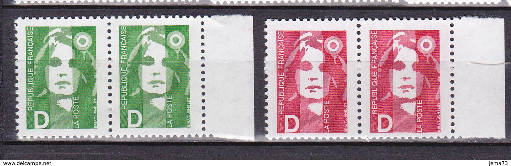 N° 2711 Et 2712 Type Marianne Du Bicentenaire Avec La Lettre D: Série En Paires De 2 Timbres Neuf Sans Charnière - Neufs