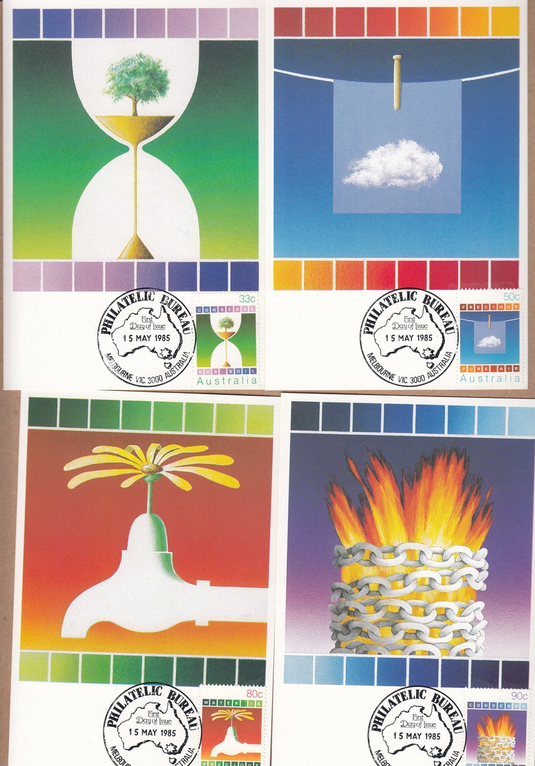 Australia Maxicards 1985 Conservation - Set 4 FDI - Maximum Cards