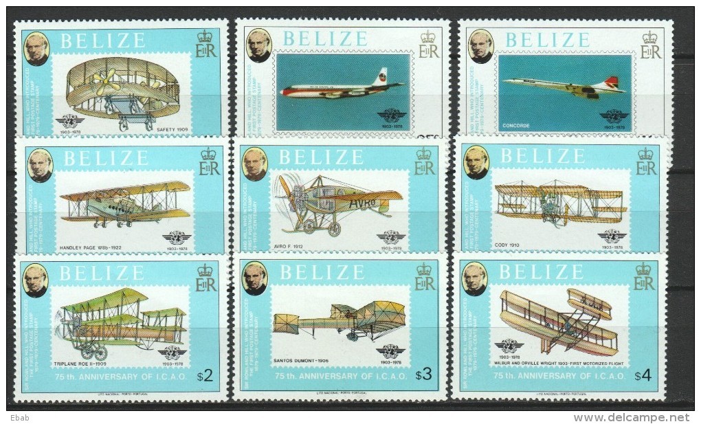 Belize 1979 Mi 420-28 MNH - Vliegtuigen