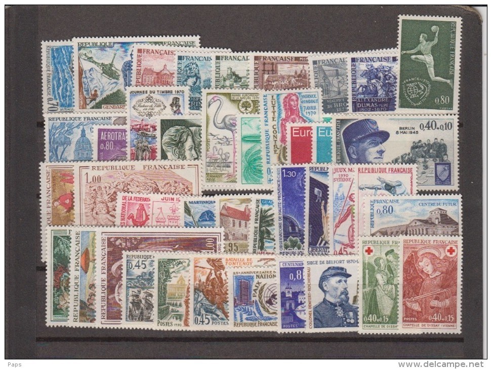 1970-FRANCE-ANNEE COMPLETE 1970**42 TIMBRES - 1970-1979